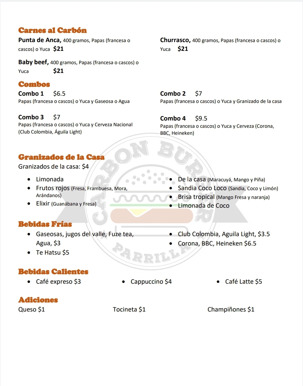 Carta de carbon burger en villa liliana — página 3
